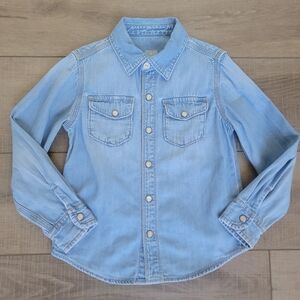 Baby GAP Blue Chambray Denim Snap Up Western Shirt Unisex Size 5. Classic